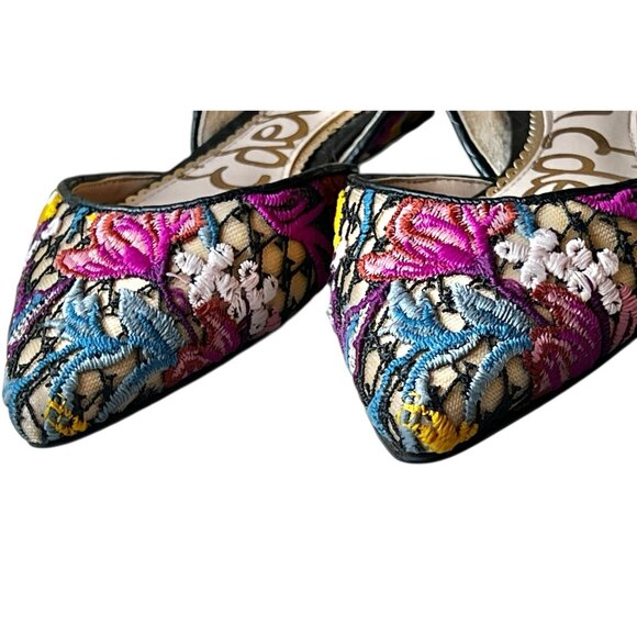 Sam Edelman Rodney Womens 6.5M Floral Embroidered Pointed Toe Flats D'Orsay Lace - Picture 3 of 12